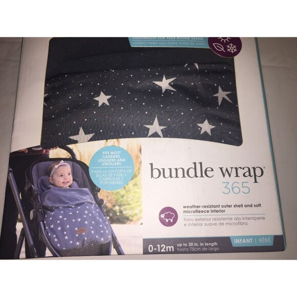 JJ Cole Bundle Wrap 365 Infant Stroller & Car Seat Cover Microfleece Star Design - Picture 2 of 7
